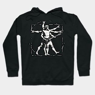 Retro Vitruvian Man Guitar Rock Music Concert Festival Novelty Funny Guitar Hoodie